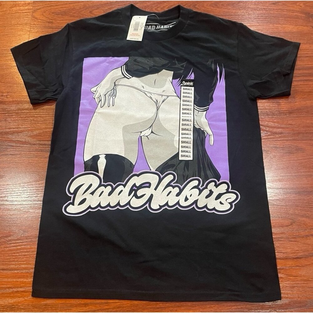 ESPENCERS BAD HABITS  BLACK TEE SZ SMALL